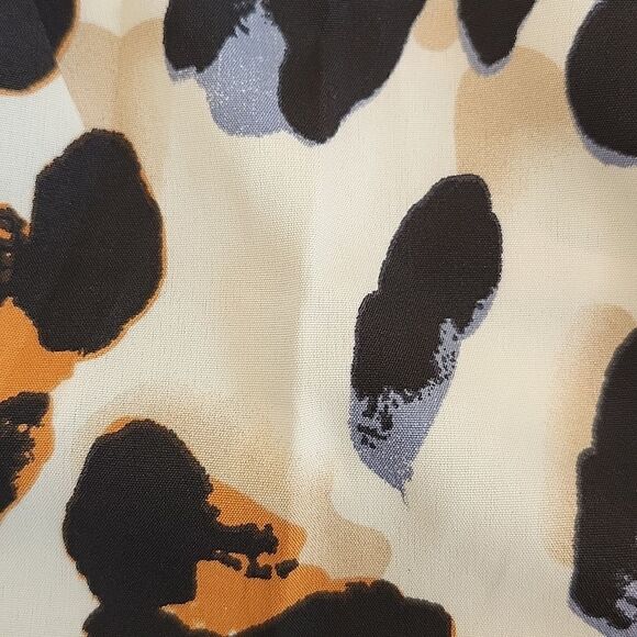5/$55 Ruffle Neck, Sleeveless, Cream & Black Blue Rust Animal Print Blouse, S - Picture 9 of 9